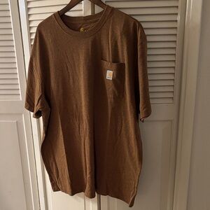Carhartt Men's Short Sleeve Brown Tee with Pocket XL Durable Workwear